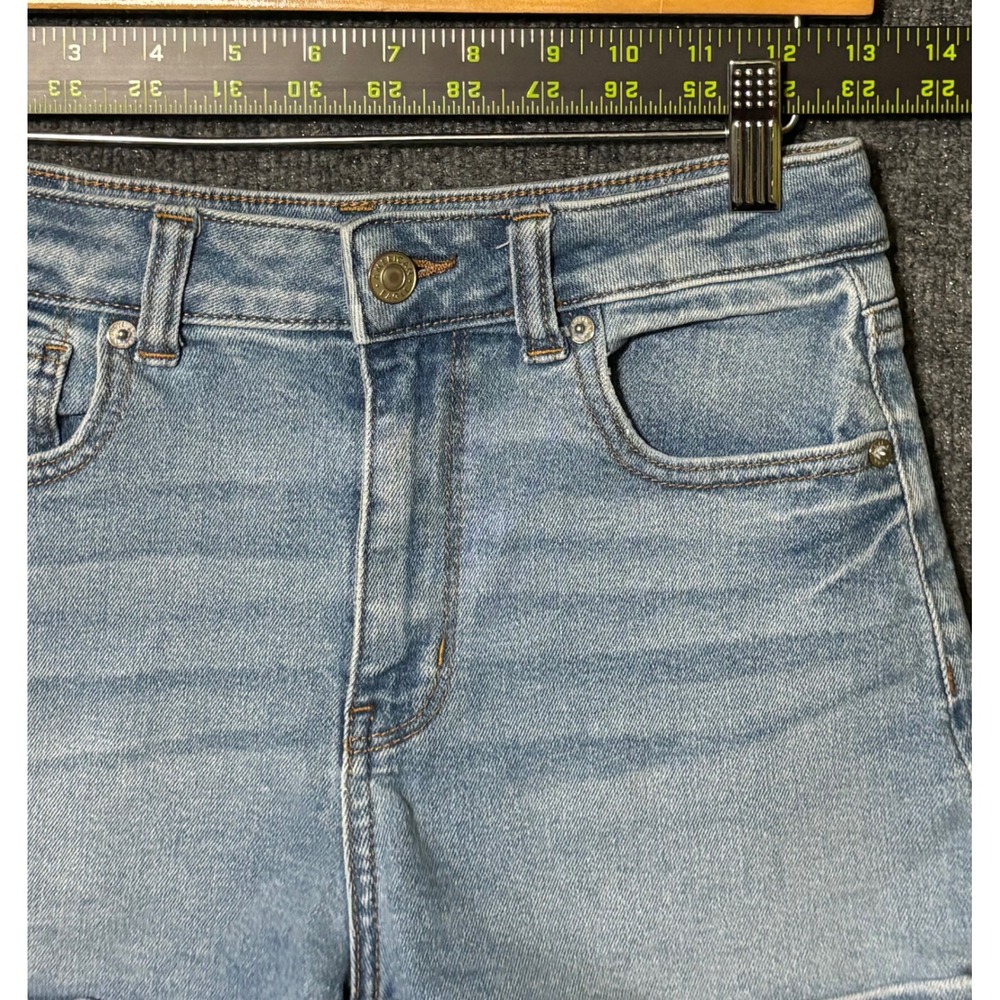 American Eagle Womens 0 Mom Shorts Blue Denim Stretch Cuffed High Rise - Picture 7 of 7